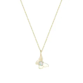 Opal Butterfly Charm Necklace