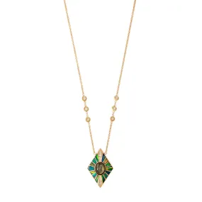 PAVE LABRADORITE   GREEN OPAL INLAY KITE NECKLACE