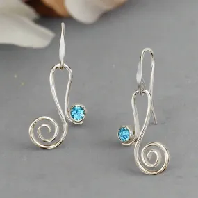 "Script" Blue Topaz Earrings