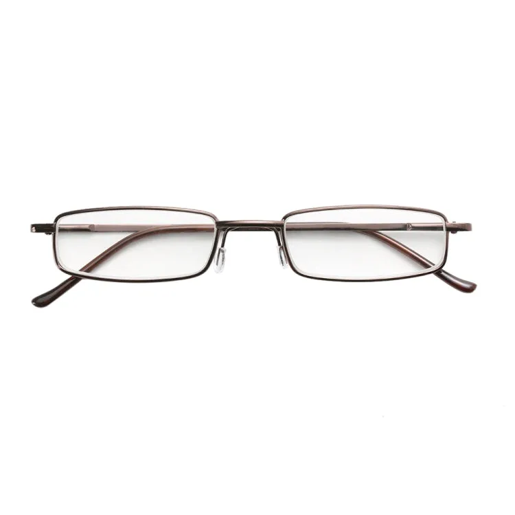 Reading Glasses Metal Spring Foot Portable Presbyopic Glasses with Tube Case  3.50D(Silver Gray)