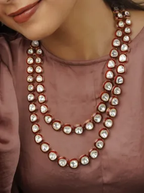 Red Color Gold Plated Contemporary Necklace Set - CC-S16R