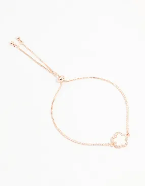 Rose Gold Plated Cubic Zirconia Clover Toggle Bracelet