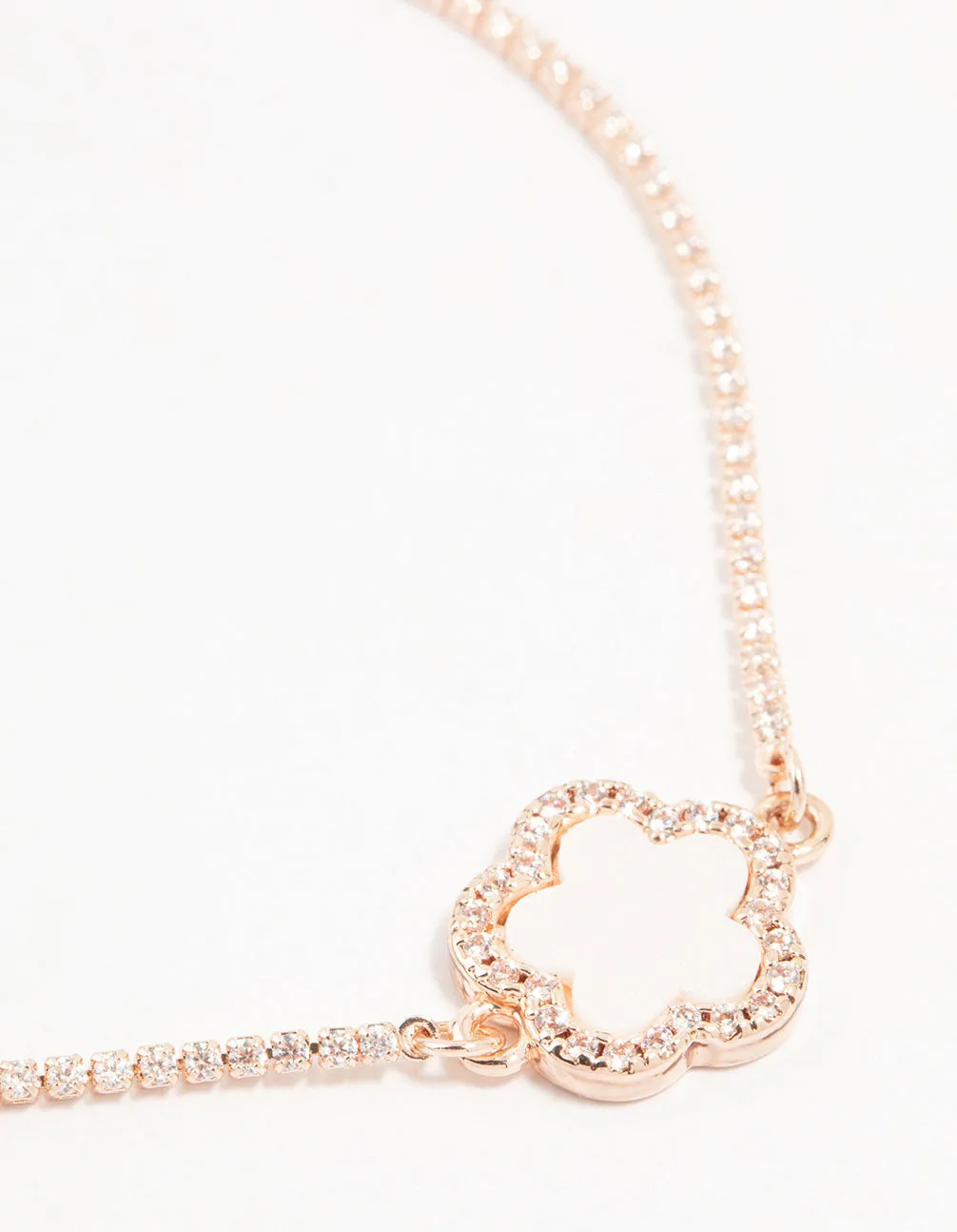 Rose Gold Plated Cubic Zirconia Clover Toggle Bracelet