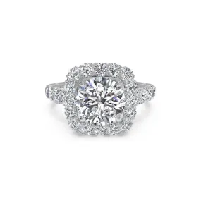 Round Brilliant Cushion Halo Diamond Engagement Ring