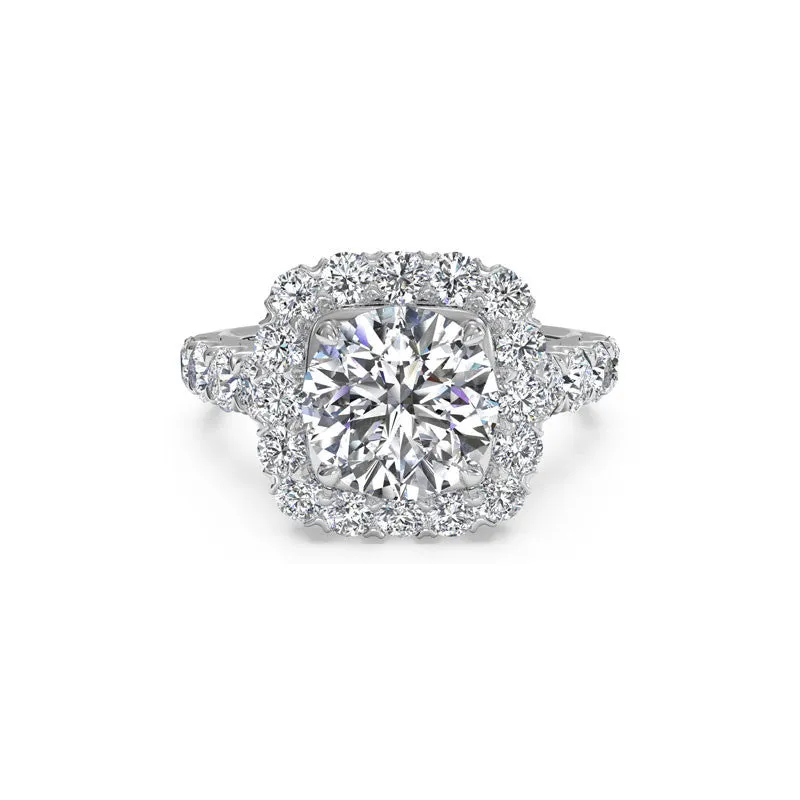 Round Brilliant Cushion Halo Diamond Engagement Ring