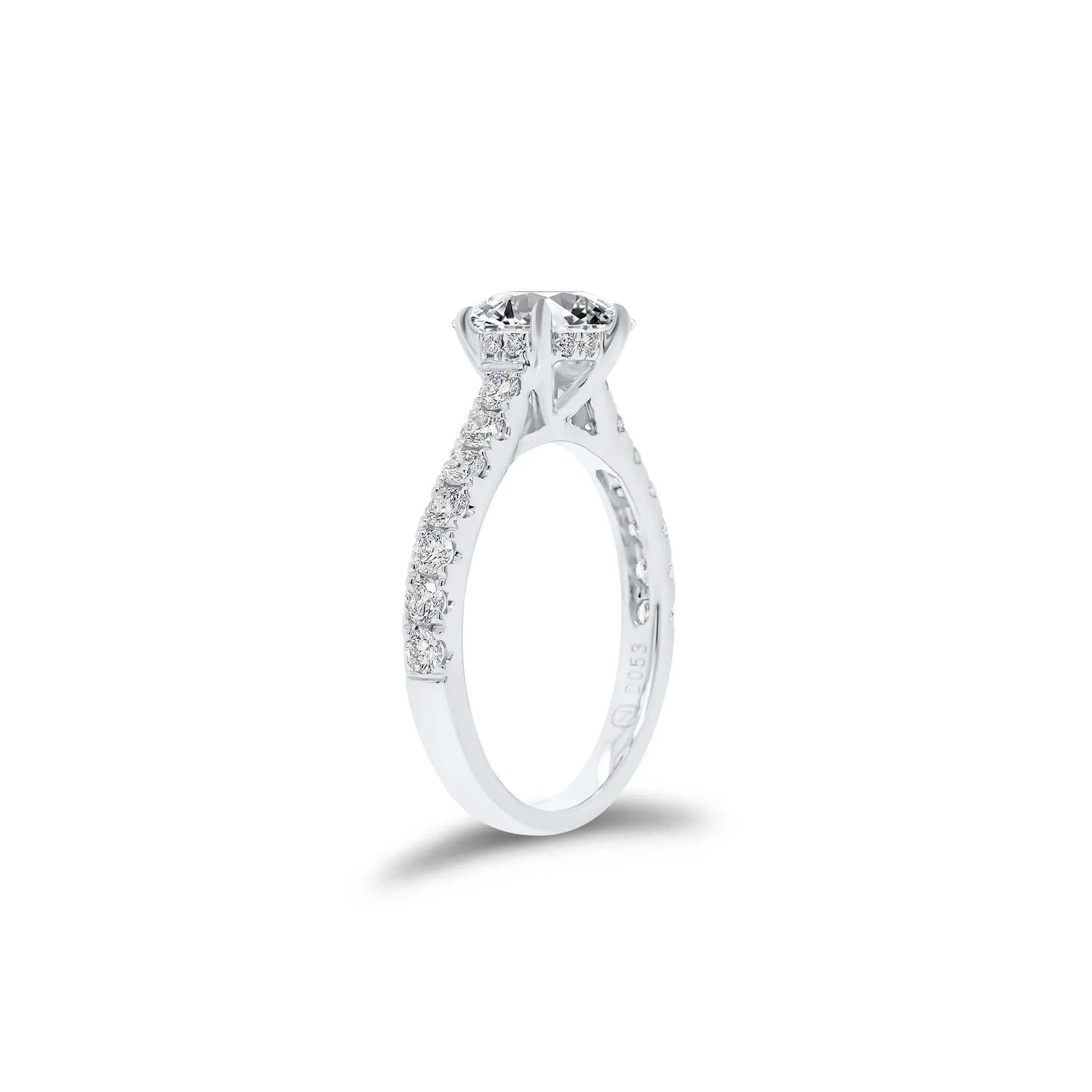 Round Diamond Engagement Ring with Diamond Basket