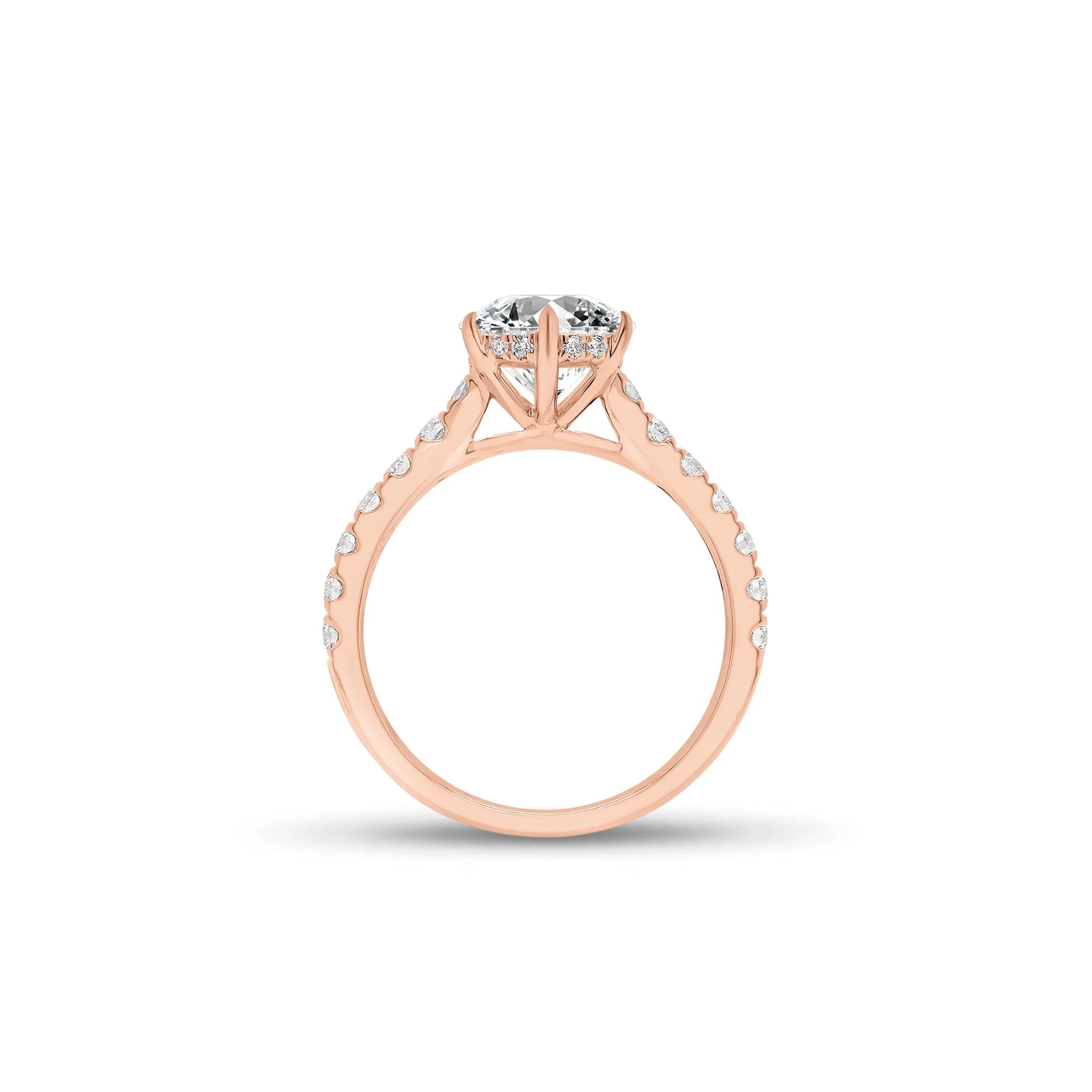 Round Diamond Engagement Ring with Diamond Basket