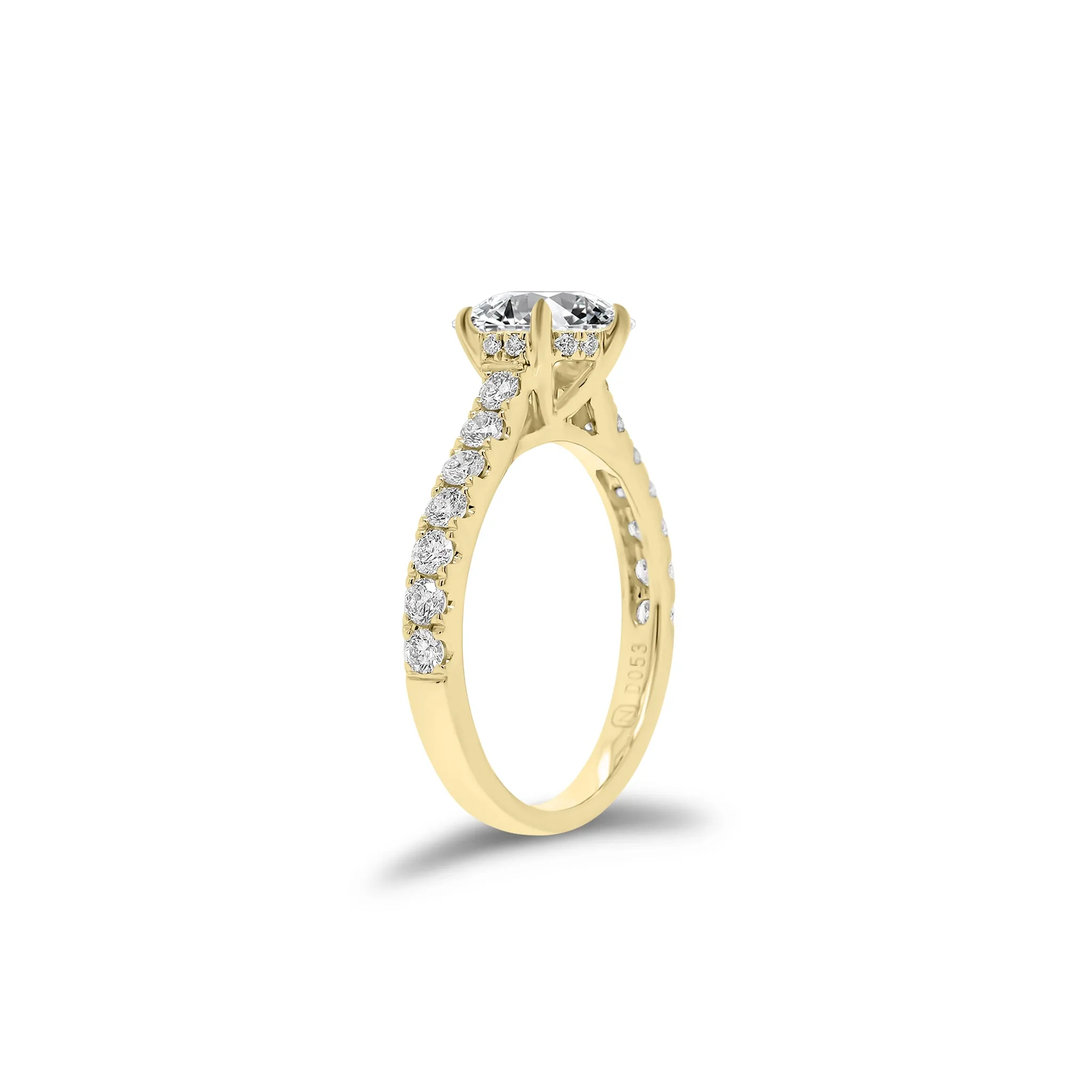 Round Diamond Engagement Ring with Diamond Basket