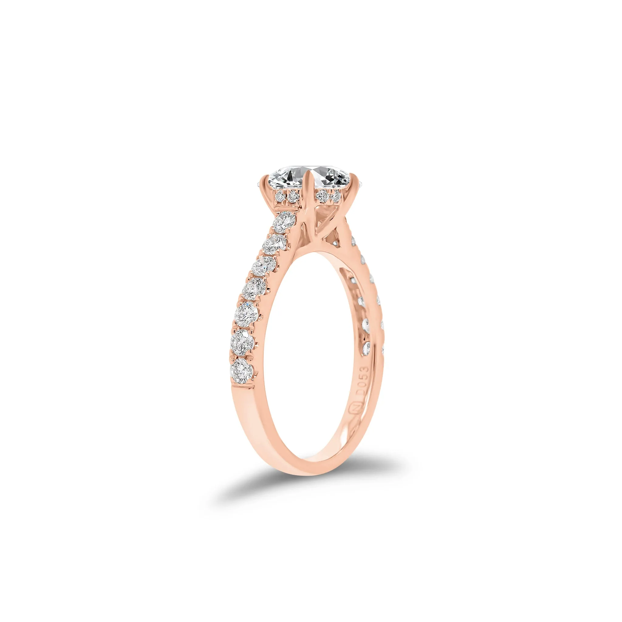 Round Diamond Engagement Ring with Diamond Basket