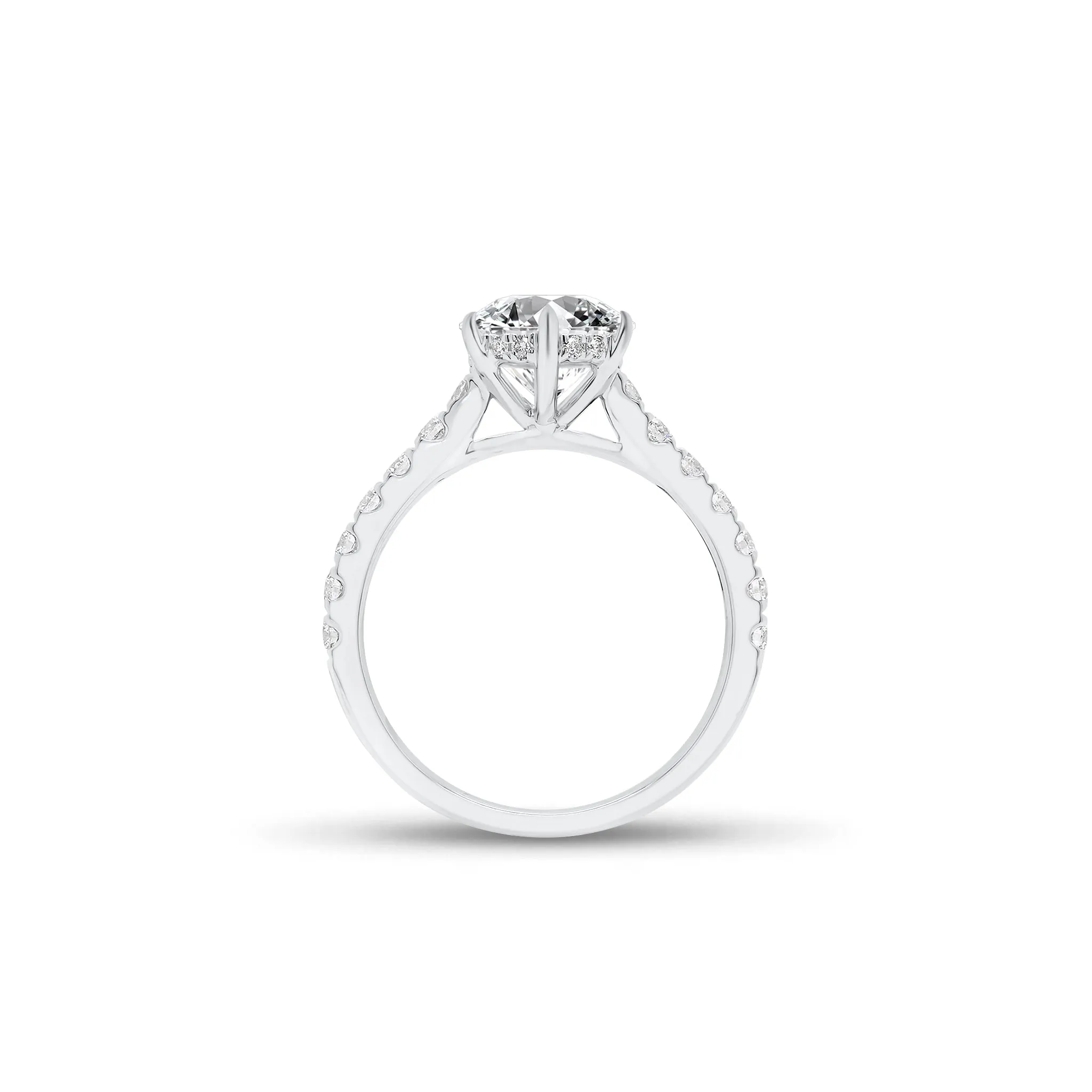 Round Diamond Engagement Ring with Diamond Basket