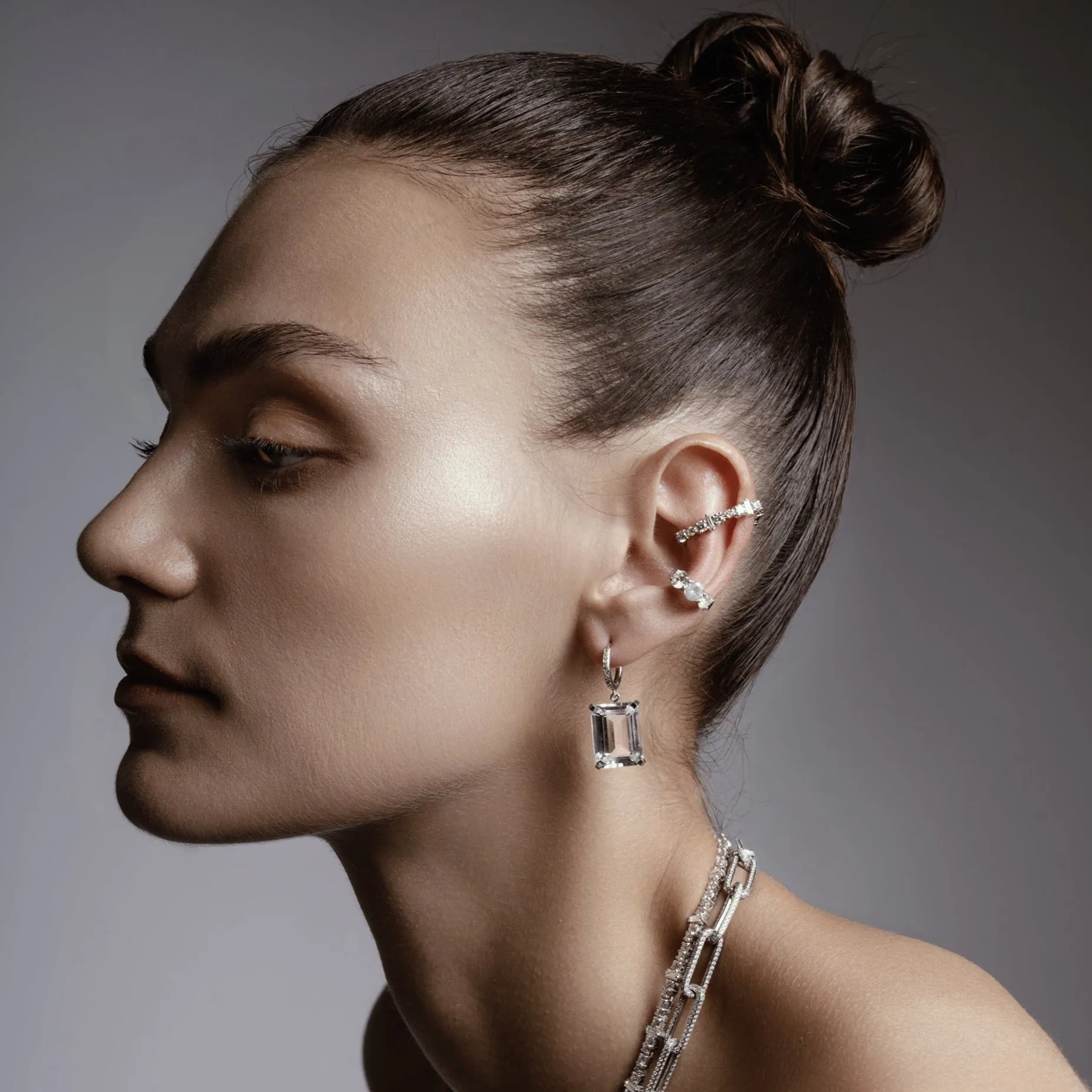 Royal Crown White Topaz Hoops