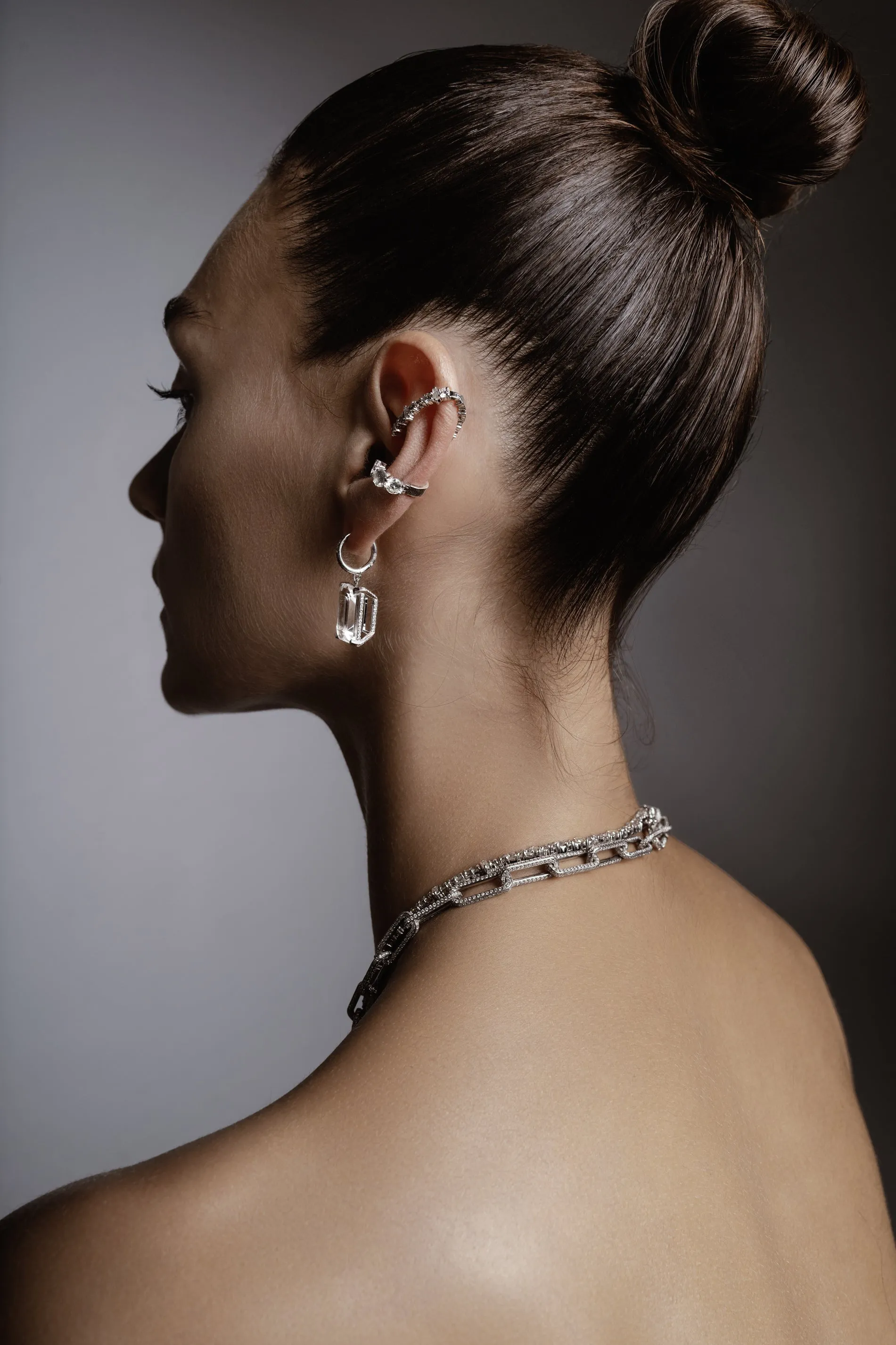 Royal Crown White Topaz Hoops