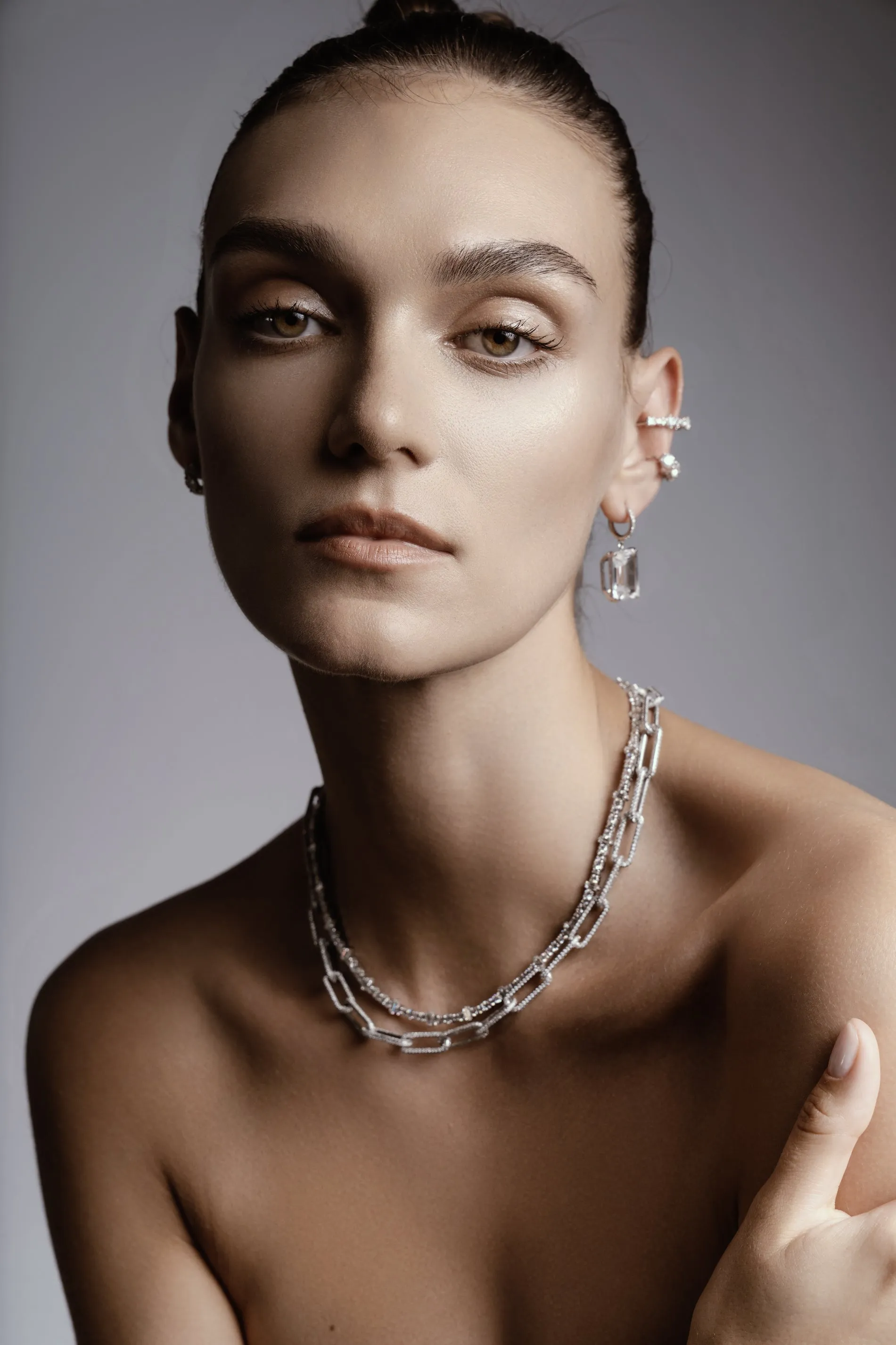 Royal Crown White Topaz Hoops