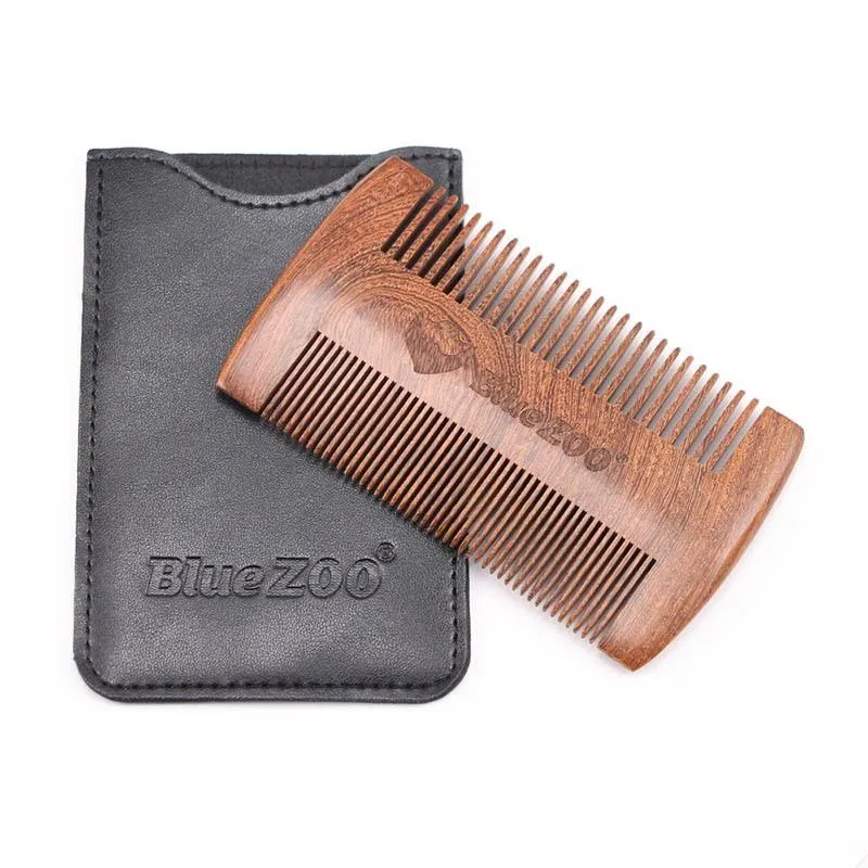 Sandalwood Beard Comb with Leather Case