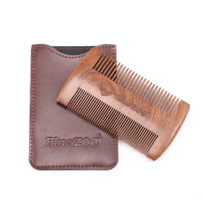 Sandalwood Beard Comb with Leather Case
