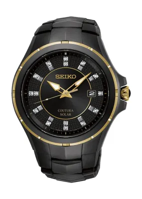 SEIKO COUTURA SPORTS SOLAR DIAMOND GOLD BLACK BRACELET SNE506P-9