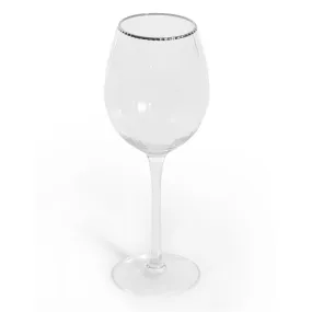 Set of 6 Wine Glasses With Silver Rim