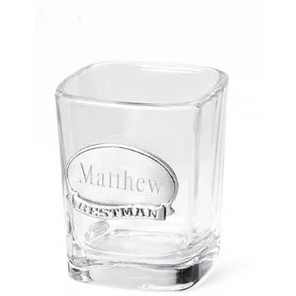 Shot Glass w/ Pewter Medallion