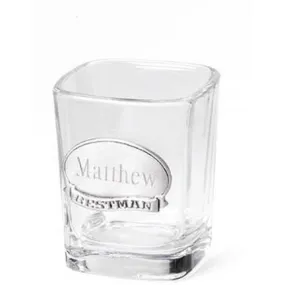 Shot Glass w/ Pewter Medallion