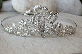 Silver bridal tiara.