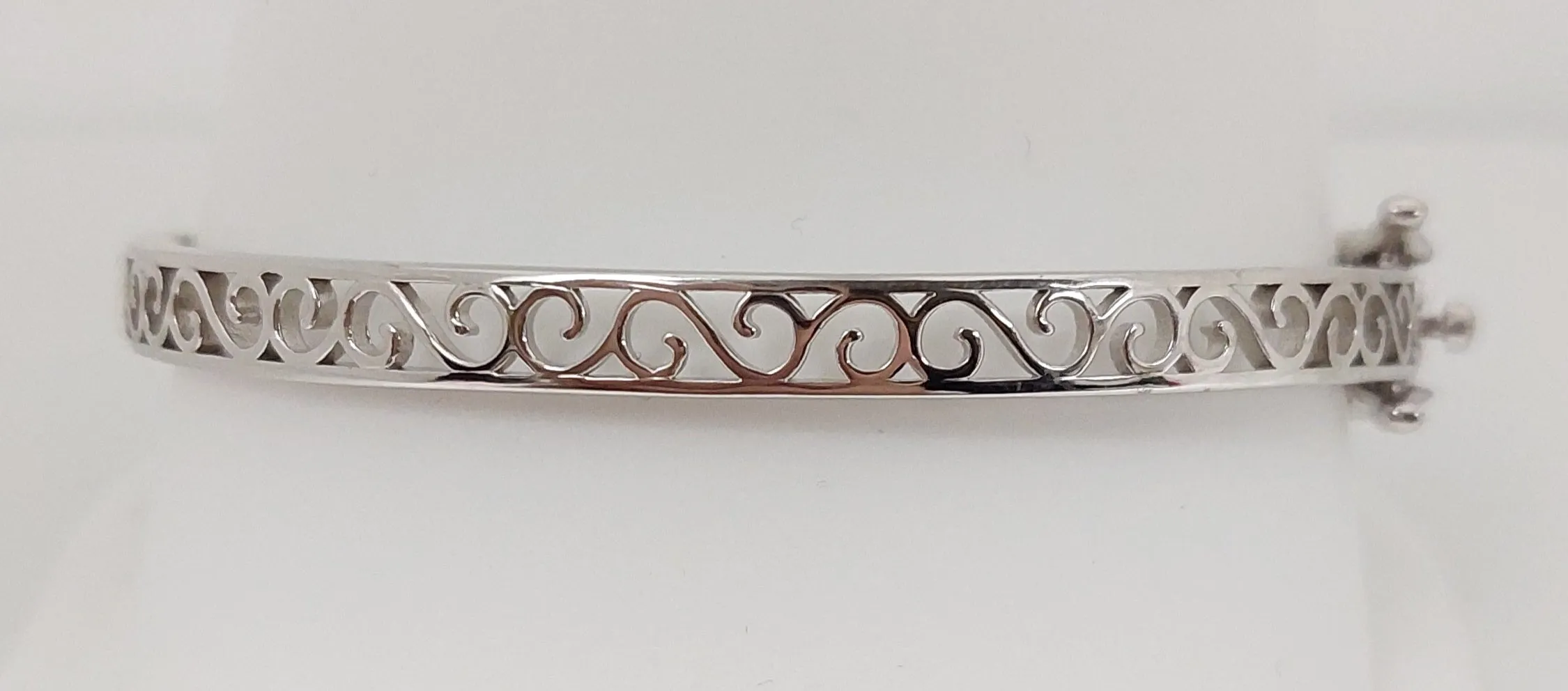 Silver Simulated Diamond Three Row Hinged Bracelet