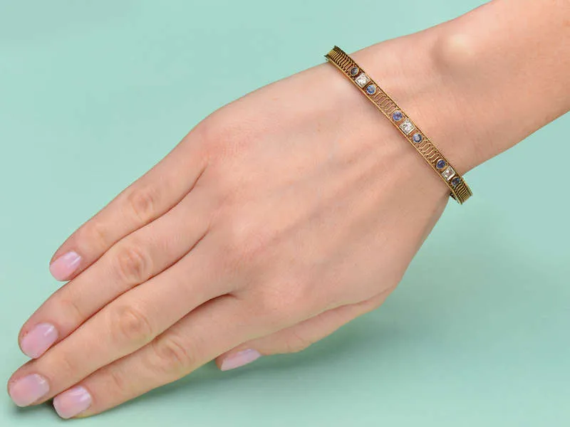 Sloan & Co. Sapphire Diamond Bangle Bracelet