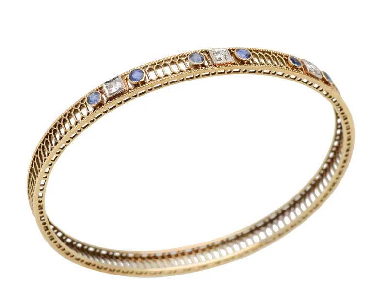 Sloan & Co. Sapphire Diamond Bangle Bracelet