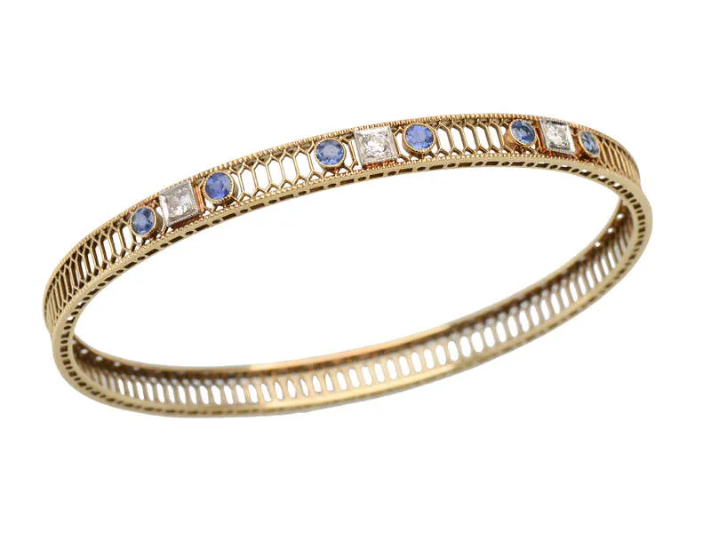 Sloan & Co. Sapphire Diamond Bangle Bracelet