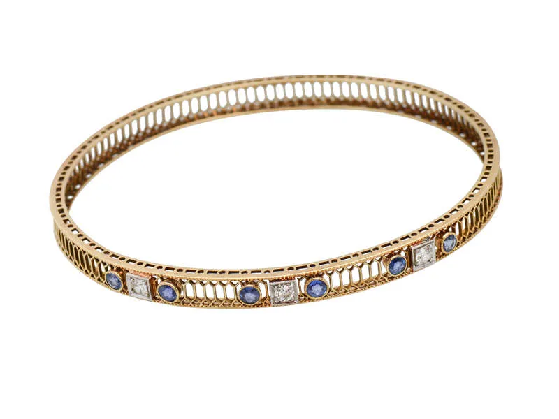 Sloan & Co. Sapphire Diamond Bangle Bracelet