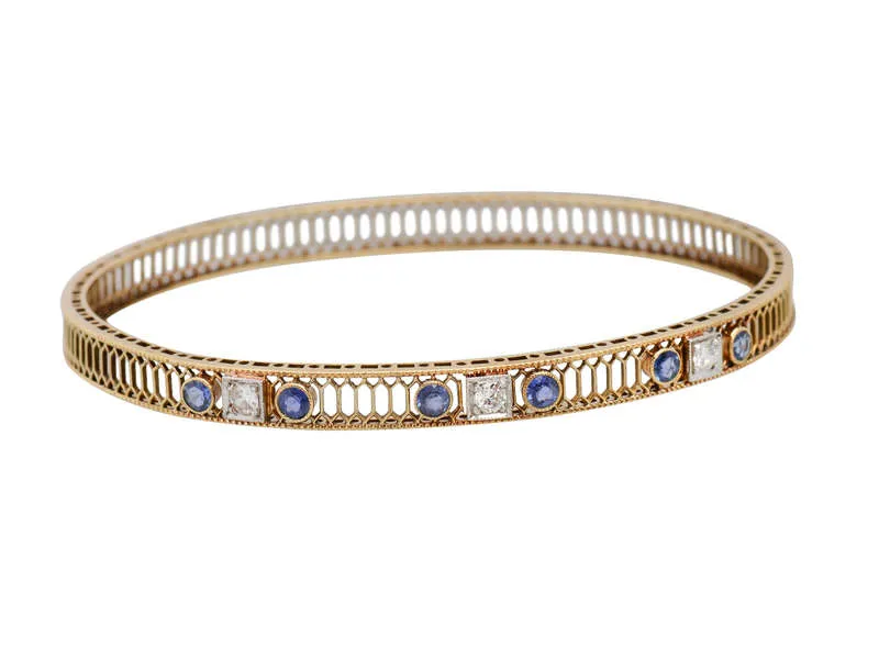 Sloan & Co. Sapphire Diamond Bangle Bracelet
