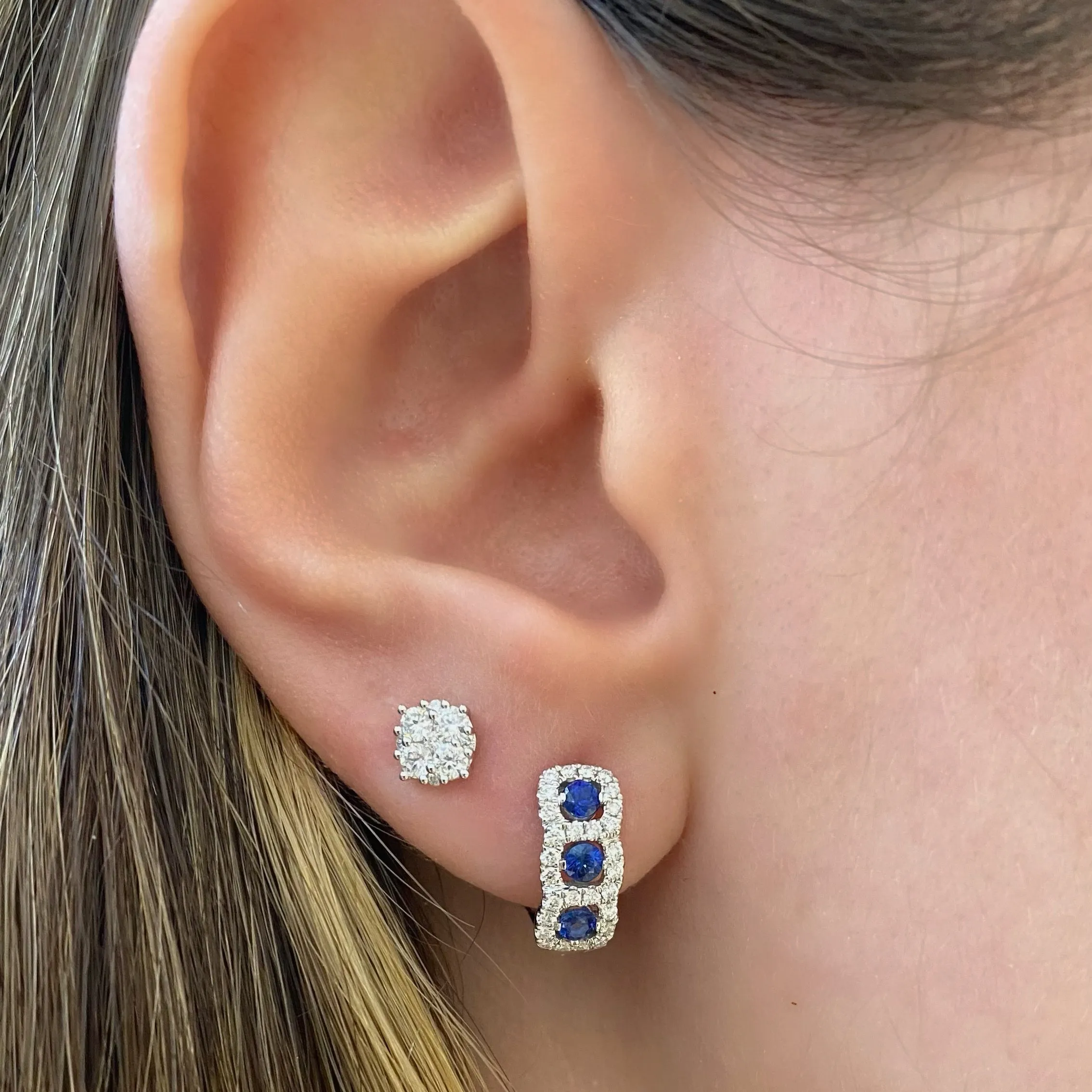 Small Diamond Cluster Stud Earrings