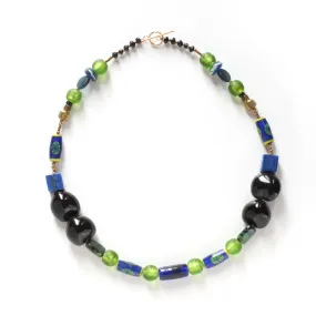 Spirituality - Kukui Nuts, Lapis, Glass Beads, and 14k Gold-Filled Necklace - Ann Friedman Collection