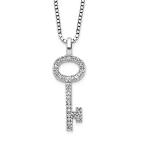 Sterling Silver Cubic Zirconia Key Pendant Necklace