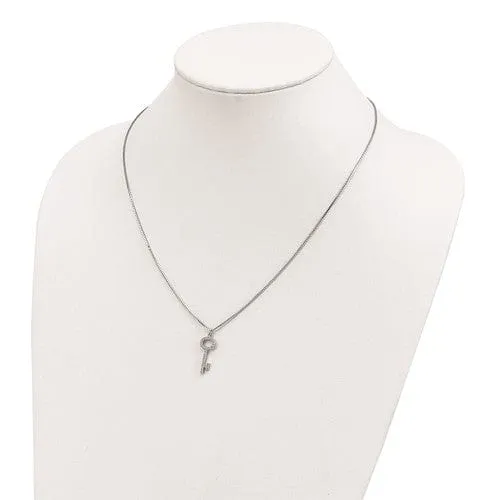 Sterling Silver Cubic Zirconia Key Pendant Necklace