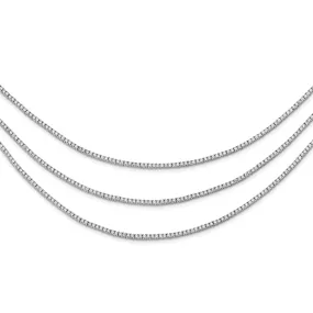 Sterling Silver CZ 3 Layered 16in Necklace
