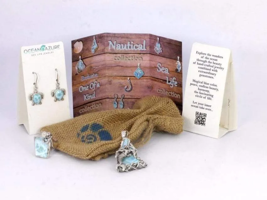 Sterling Silver Seashell Pendant Necklace with Blue Opal and White CZ
