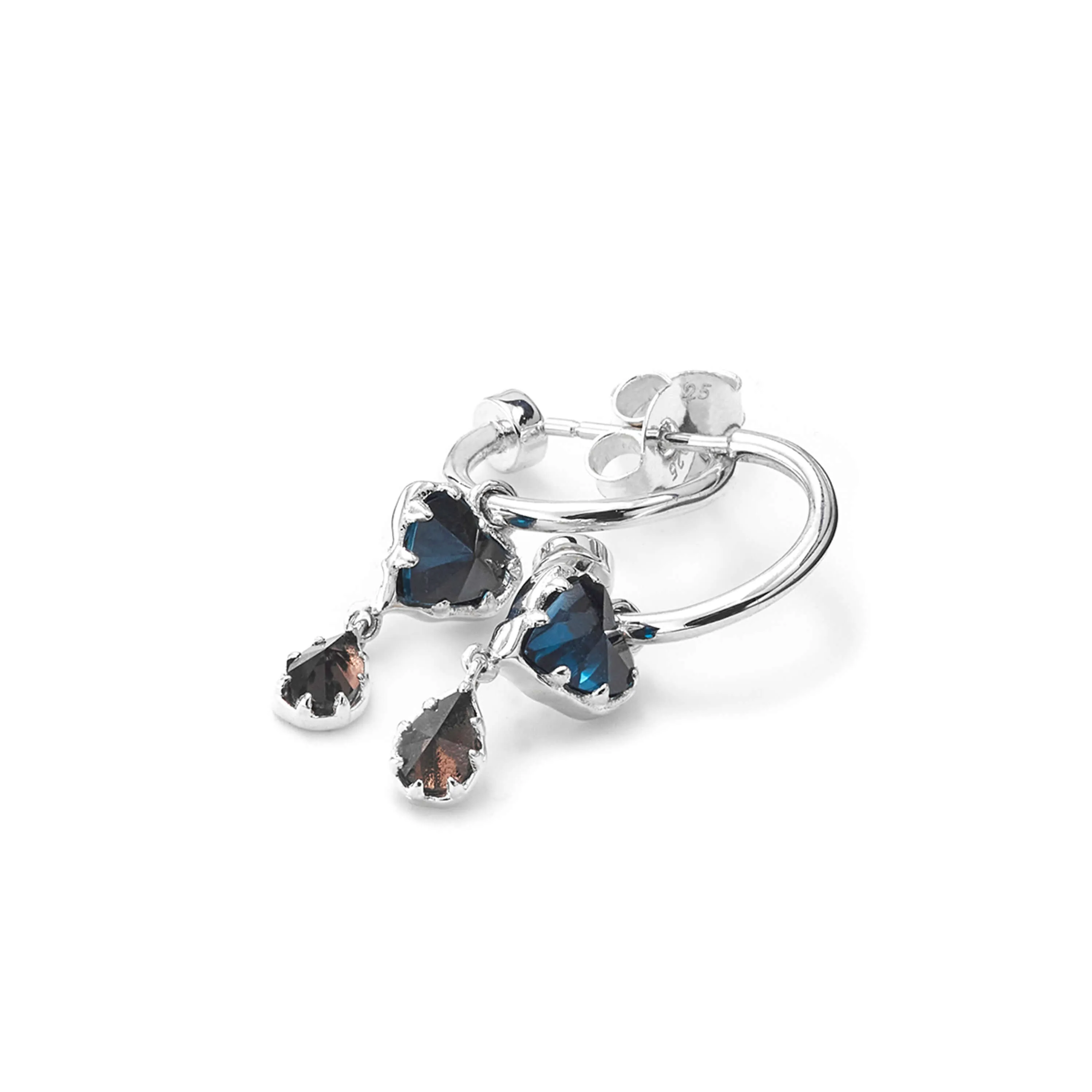 Stolen Girlfriends Club Liquid Heart Anchor Earrings - Sterling Silver & London Topaz