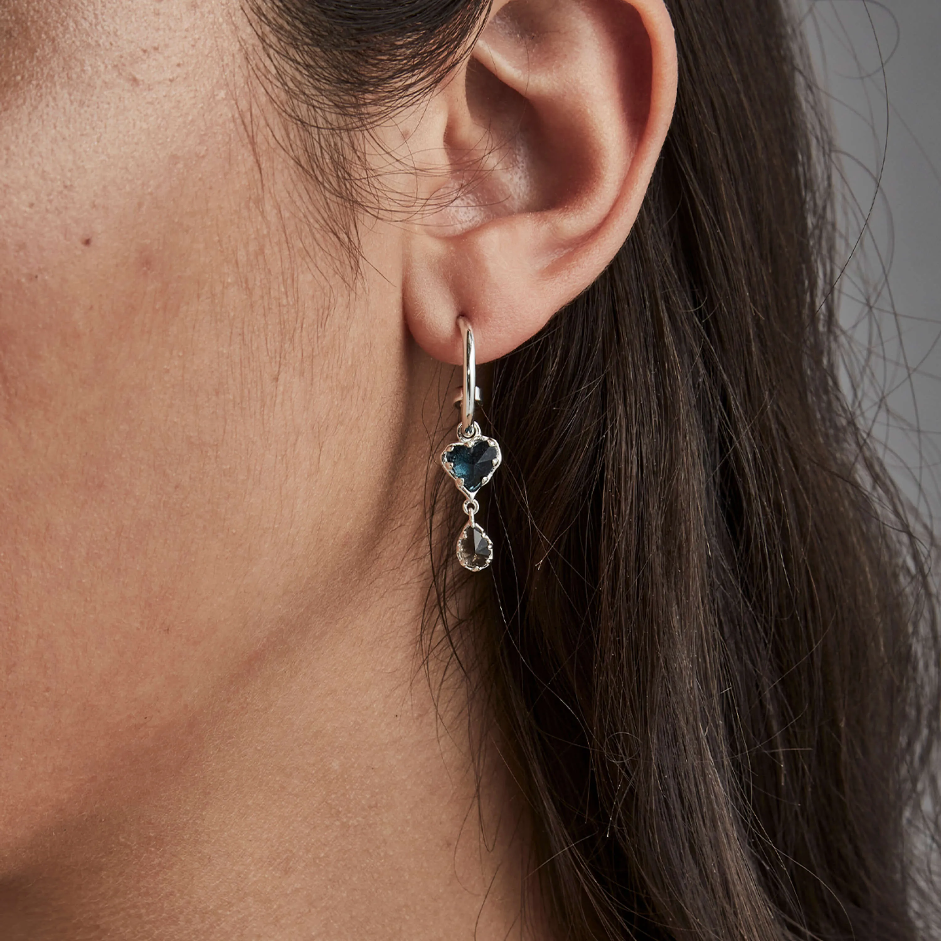 Stolen Girlfriends Club Liquid Heart Anchor Earrings - Sterling Silver & London Topaz