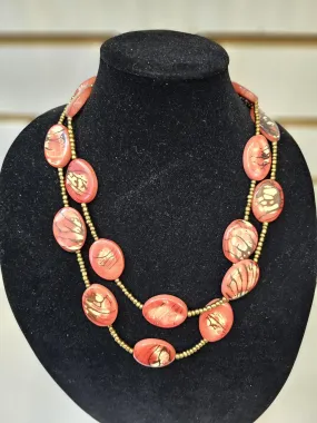 Tagua Necklace - LC1406 - CORAL