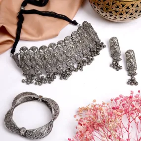 Teejh Meenal Silver Oxidised Jewelry Gift Set