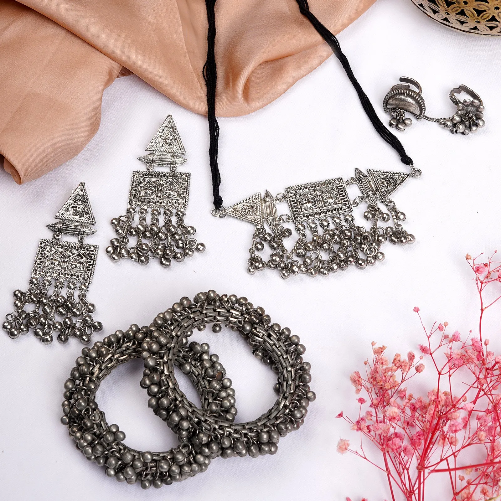 Teejh Snigda Silver Oxidised Jewelry Gift Set