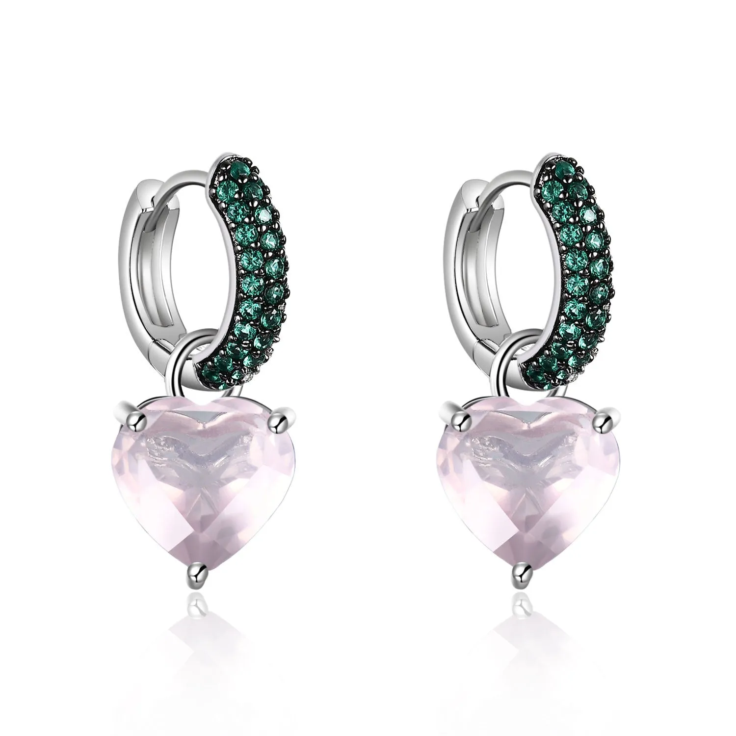 Thorn Bud Gemstone Love Shape Sterling Silver Drop Earrings for Women