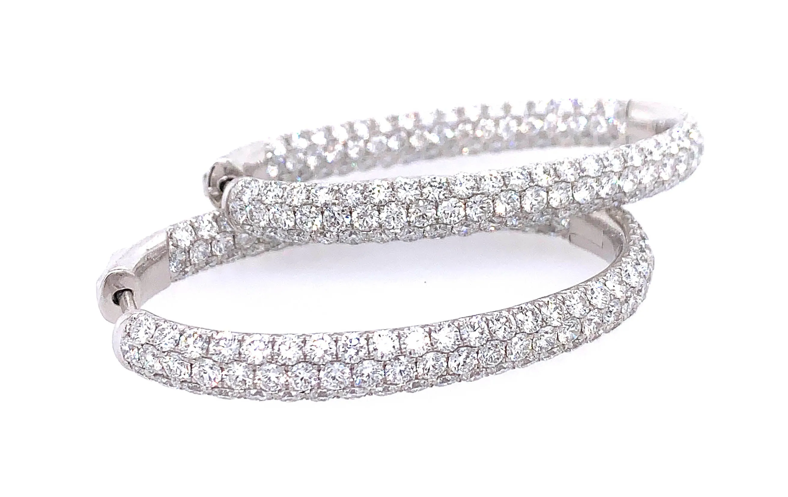Three Row 9.53ct t.w. Inside out Oval Hoop Earrings