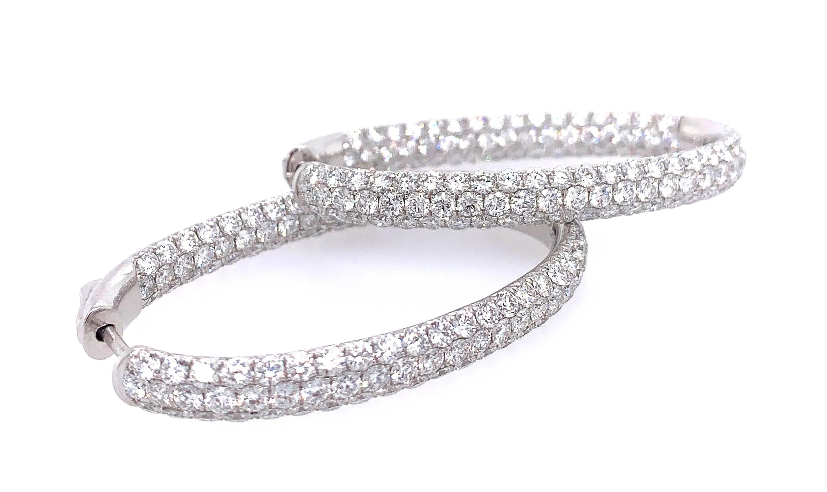 Three Row 9.53ct t.w. Inside out Oval Hoop Earrings
