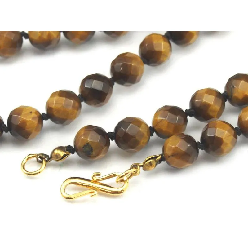 Tiger's Eye Necklace with Gold Plated S-Hook Clasp