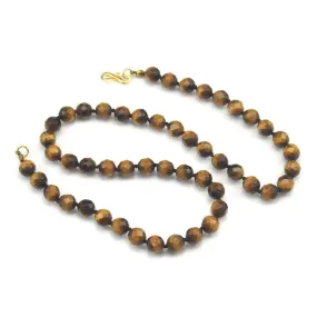 Tiger's Eye Necklace with Gold Plated S-Hook Clasp