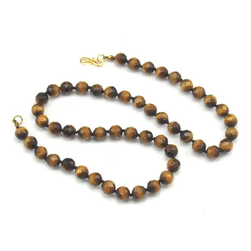 Tiger's Eye Necklace with Gold Plated S-Hook Clasp