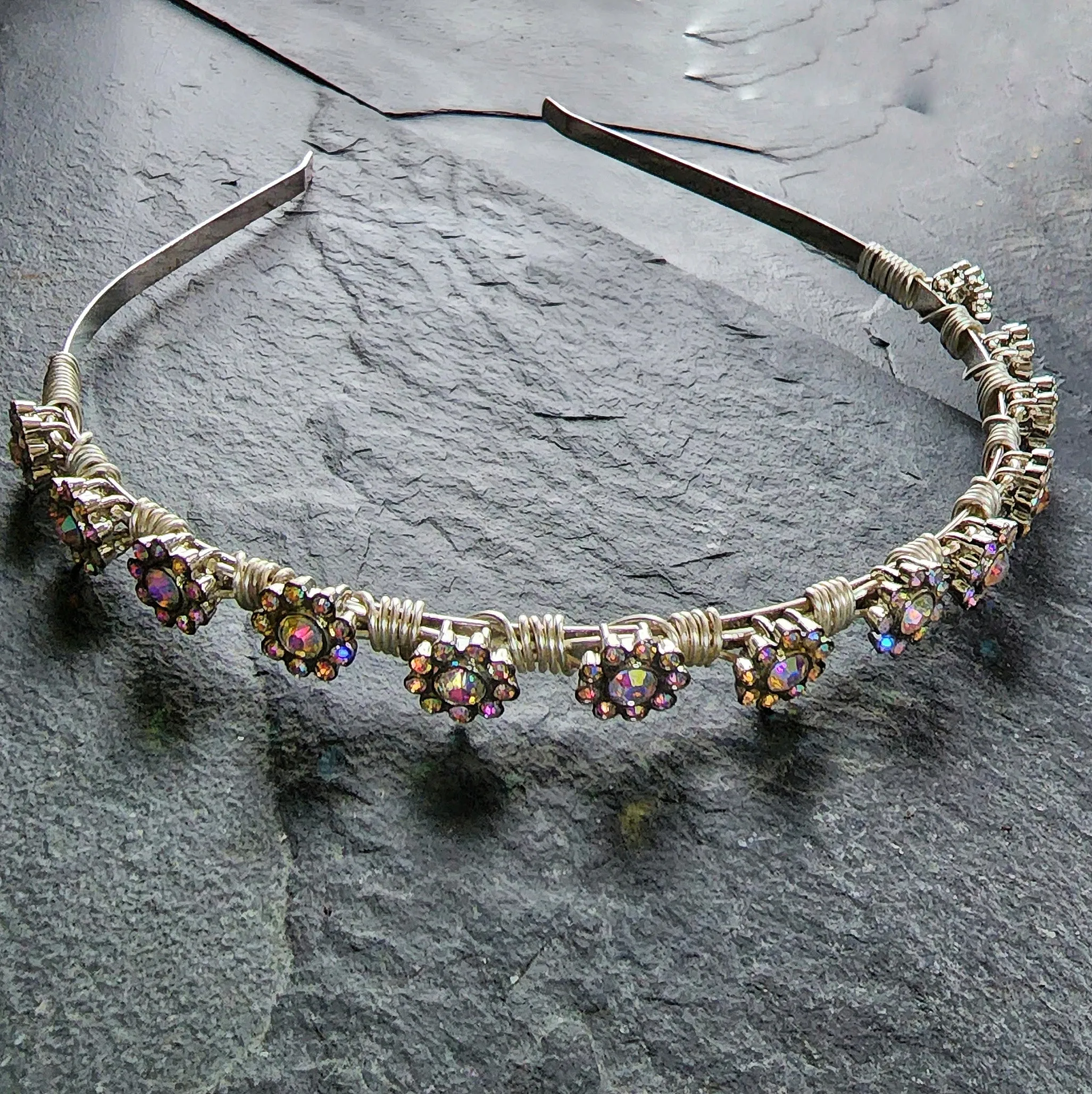 Tiny Rhinestone flower Tiara Headband Crown