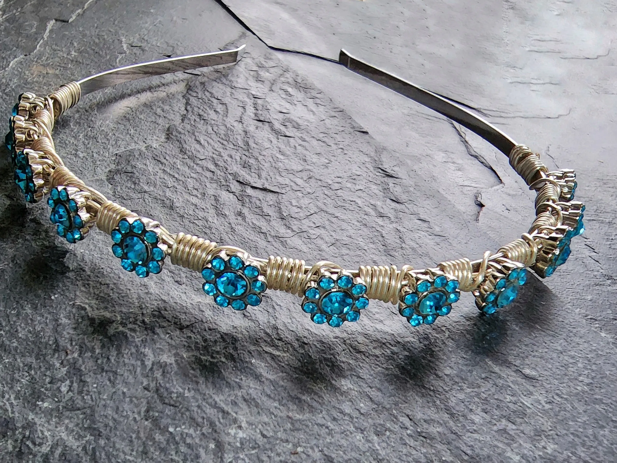 Tiny Rhinestone flower Tiara Headband Crown