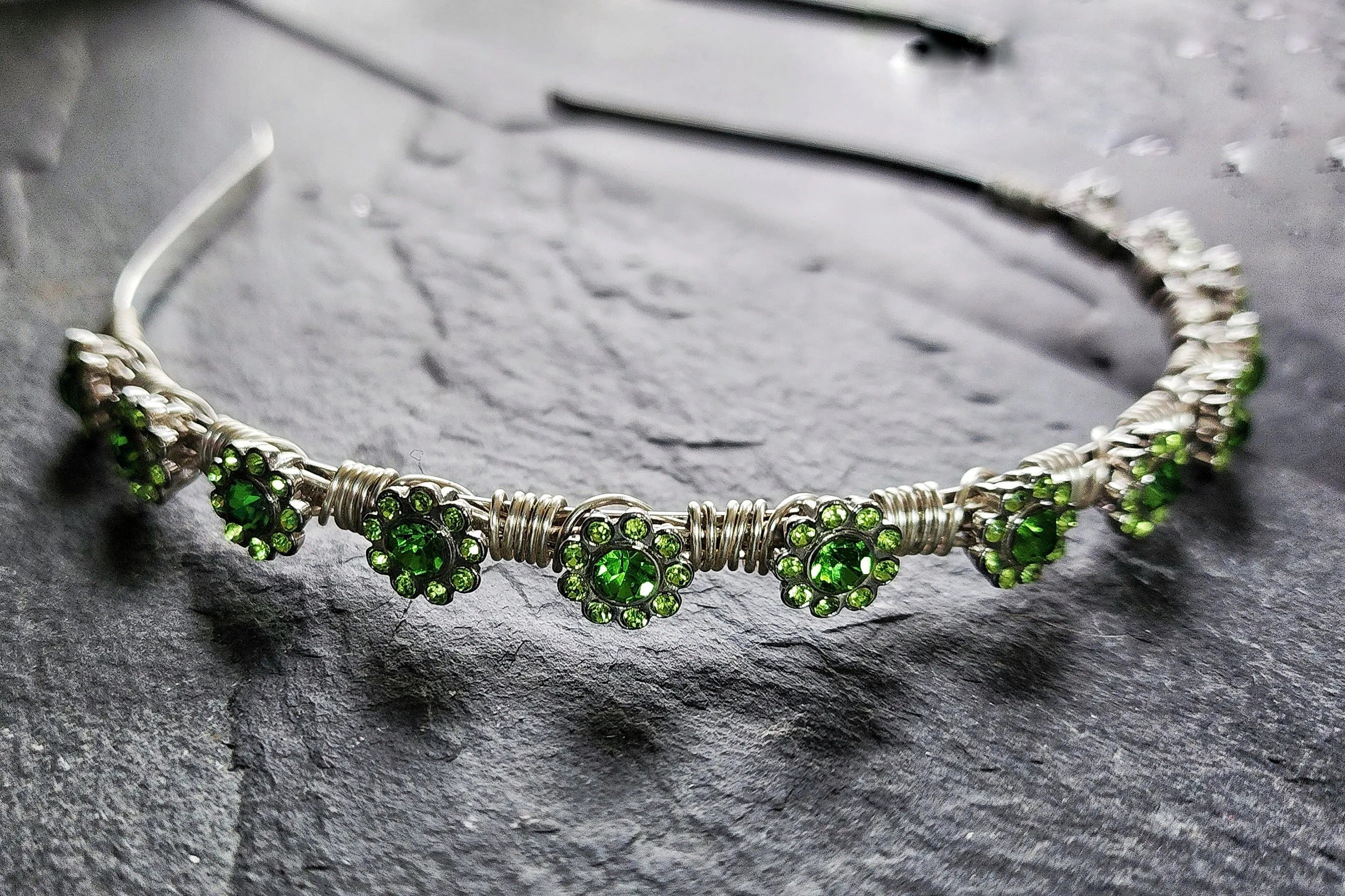 Tiny Rhinestone flower Tiara Headband Crown